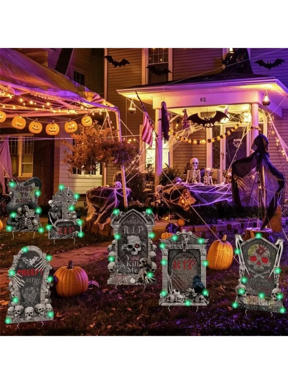 6Pcs 30” Halloween Tombstone Yard Signs - Scary Outdoor Gravestone Decor
